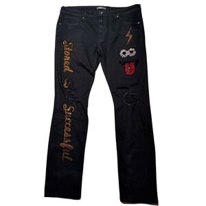 ROKU STUDIO STONED AND SUCCESSFUL Men 38 (Actual 40X34) Black Denim Jeans